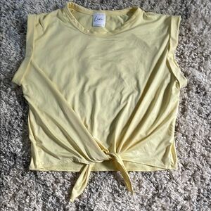 Livi Active Yellow Tie Front Sleeveless Crop Top